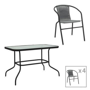 Set dining Valor-Obbi, Pako World, Metal, Negru, 110x60x70 cm