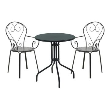 Set dining Vergo-Monasti, Pako World, 3 piese, Metal, Negru