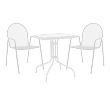 Set dining Watson-Tarente, Pako World, 3 piese, Alb, 70x70x70 cm