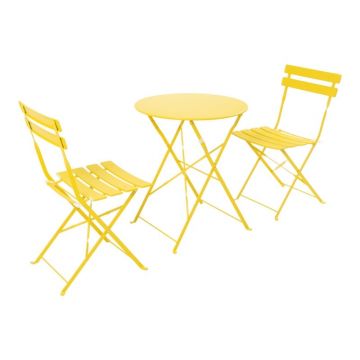 Set masa pliabila Bistro, Pako World, 3 piese, Metal, Rosu, 60x60x71 cm