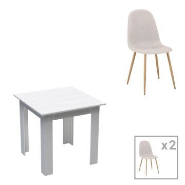 Set masa si scaune 3 piese Bella-Manka Alb 80x80x77 cm