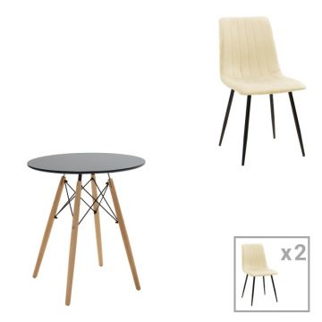 Set masa si scaune 3 piese Julita-Noor Natural 60x60x73 cm