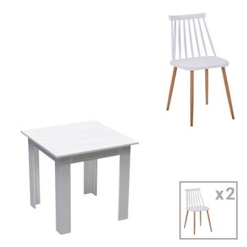 Set masa si scaune 3 piese Manka I-Aurora I Alb 80x80x77 cm