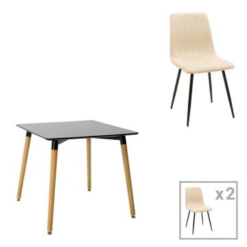 Set masa si scaune 3 piese Natali-Noor Alb 80x80x76 cm