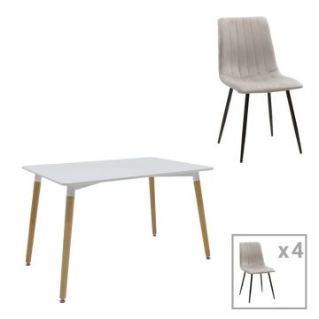 Set masa si scaune 3 piese Natali-Noor Gri 120x80x76 cm