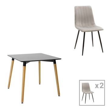 Set masa si scaune 3 piese Natali-Noor Gri 80x80x76 cm