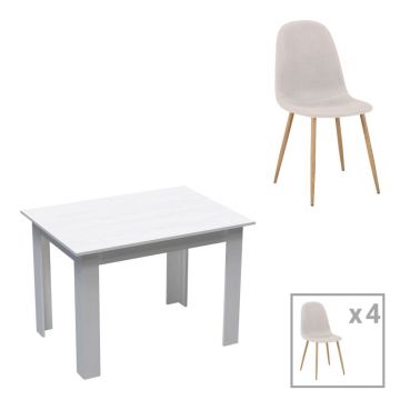 Set masa si scaune 5 piese Bella-Manka Alb 110x80x77 cm