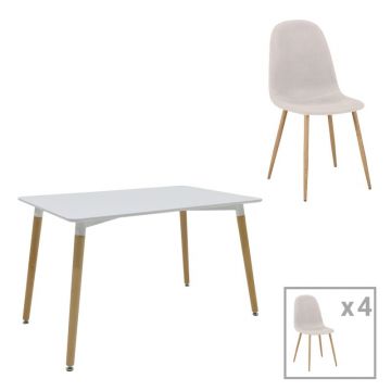 Set masa si scaune 5 piese Bella-Natali Alb 120x80x76 cm