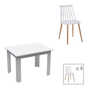Set masa si scaune 5 piese Manka-Aurora I Alb 110x80x77 cm