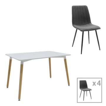 Set masa si scaune 5 piese Natali-Noor Gri inchis 120x80x76 cm