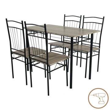Set masa si scaune 5 piese Reforia Gri 110x60x74 cm
