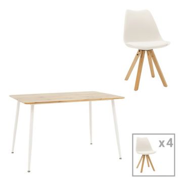 Set masa si scaune dining Cuba, Sonoma-Alb, 120x80x75 cm