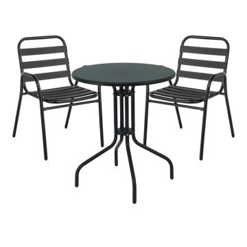 Set masa si scaune dining Sussie, Pako World, Negru, 60x60x70 cm