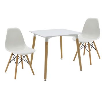 Set masa si scaune New Salt & Pepper 4, 3 bucati Alb - Natural