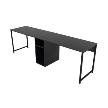 Birou de studiu, Hanah Home, pal melaminat, antracit si negru, 240x60x74 cm