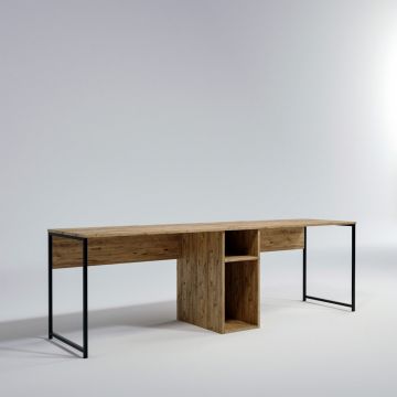Birou de studiu, Hanah Home, pal melaminat, stejar, 240x60x74 cm