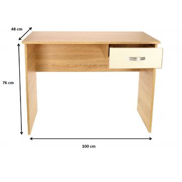 Birou PC Aisa, stejar, 100x48x76 cm