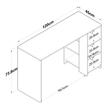 Birou, Rani, HA108, 120x73.8x45 cm, PAL, Nuc / Antracit