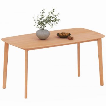 HOMCOM Masă de dining rectangulară pentru 6 persoane masă de bucătărie 150 cm din lemn masiv 150 x 80 x 76 cm lemn natural | Aosom Romania
