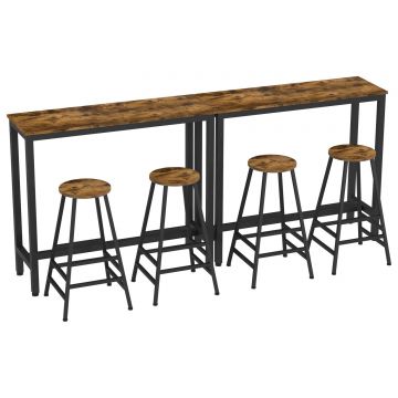 Masa bar Hogland, negru si stejar antichizat, 120x40x100 cm
