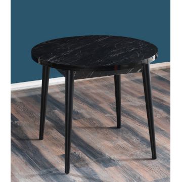 Masa, Beckley, Stil Bendir, 90x90x77.5 cm, Alb/Negru