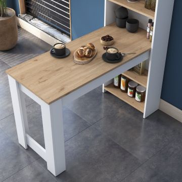 Masa de bucatarie, Hanah Home, PAL melaminat, nuc si alb, 120x53.8x153.6 cm