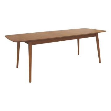 Masă de dining extensibilă cu aspect de lemn de nuc cu blat suplimentar 90x180 cm Montreux – Actona