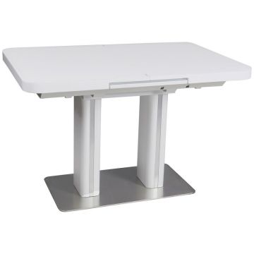 MASĂ din metal, sticlă, material pe bază de lemn 120-160/80/76 cm