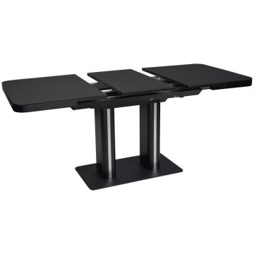 MASĂ din metal, sticlă, material pe bază de lemn 120-160/80/76 cm