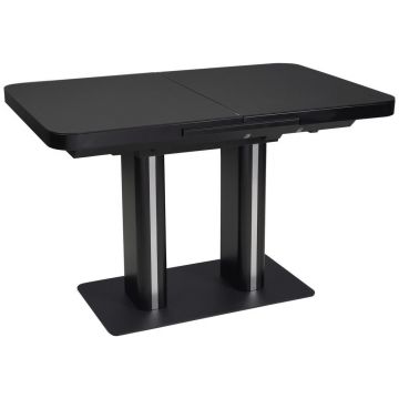 MASĂ din metal, sticlă, material pe bază de lemn 120-160/80/76 cm