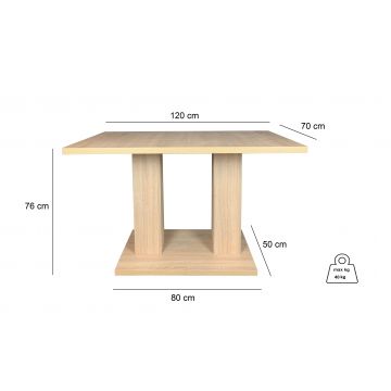 Masa dining 4 persoane Jumeira, stejar alb, 120x70x76 cm