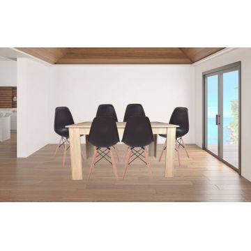 Masa dining 6 persoane Astoria, stejar alb, 150x90x74 cm