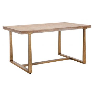 Masa dining Ankara, Mauro Ferretti, 150x90x78 cm, MDF/fier, maro/auriu