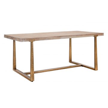 Masa dining Ankara, Mauro Ferretti, 180x90x78 cm, MDF/fier, maro/auriu