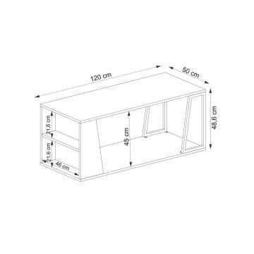 Masuta de cafea, Arnetti, Lissa, 120x50x48.6 cm, PAL, Safir / Alb