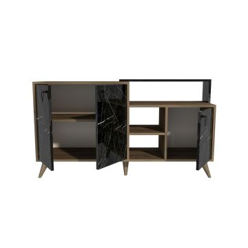 Masuta de cafea, Bexley, Black Line, 80x80x40 cm, PAL, Nuc / Negru