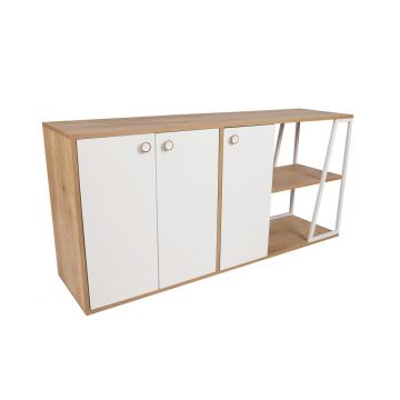 Masuta de cafea, Bexley, Gold Line, 80x80x40 cm, PAL, Alb/Negru