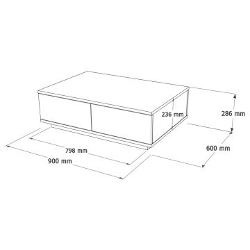 Masuta de cafea, Locelso, Fr14-Aw, 90x28.6x60 cm, PAL, Pin Atlantic / Alb