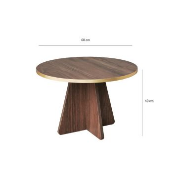 Masuta de cafea, Neostill, Mushroom, 60x40x60 cm, PAL, Aur / Nuc