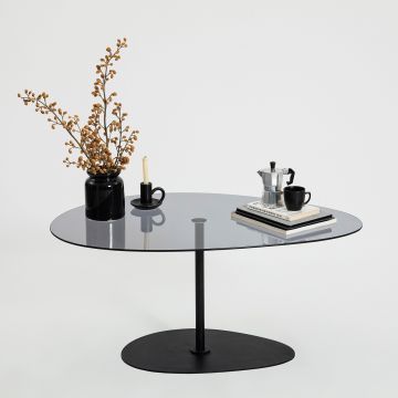 Masuta de cafea, Neostill, Porto, 90x40x60 cm, Sticla temperata, Gri închis/negru