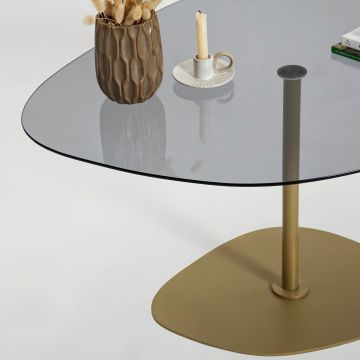 Masuta de cafea, Neostill, Soho, 85x40x67 cm, Sticla temperata, Gri inchis/Auriu