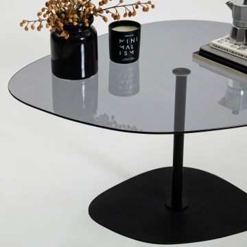 Masuta de cafea, Neostill, Soho, 85x40x67 cm, Sticla temperata, Gri închis/negru