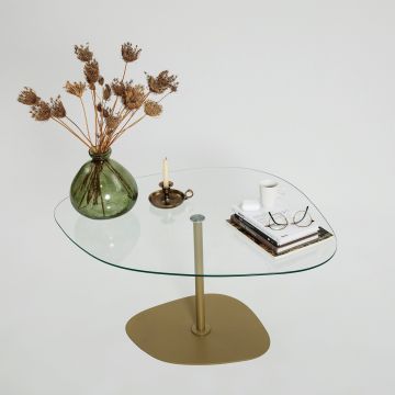 Masuta de cafea, Neostill, Soho, 85x40x67 cm, Sticla temperata, Transparent/Auriu