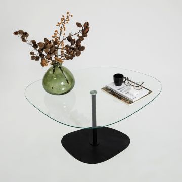 Masuta de cafea, Neostill, Soho, 85x40x67 cm, Sticla temperata, Transparent/Negru