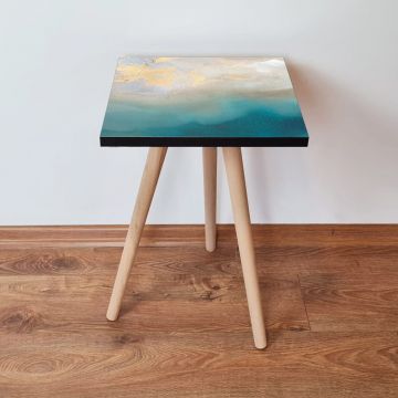 Masuta, Leona, Shp182, 35x42x35 cm, Albastru / Bej / Alb