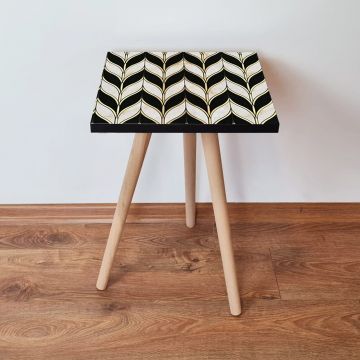 Masuta, Leona, Shp267, 35x42x35 cm, Negru / Auriu / Alb