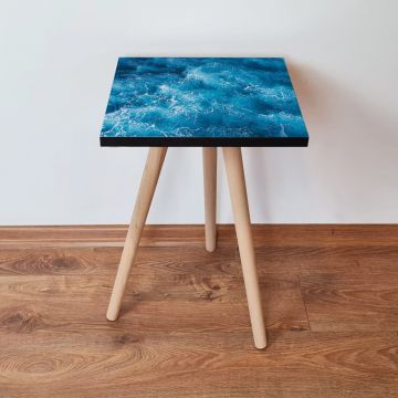Masuta, Leona, Shp357, 35x42x35 cm, Albastru/Alb