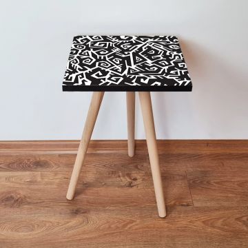 Masuta, Leona, Shp377, 35x42x35 cm, Alb/Negru