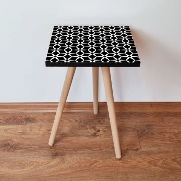 Masuta, Leona, Shp395, 35x42x35 cm, Alb/Negru
