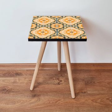 Masuta, Leona, Shp53, 35x42x35 cm, Portocaliu / Verde / Negru